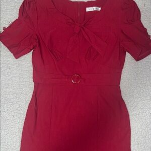 Vintage Cherry Red Midi Dress with BOW